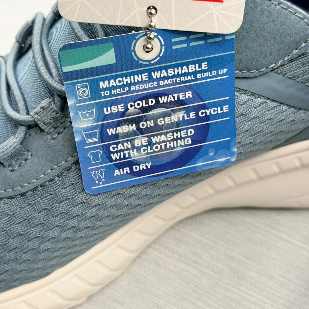 Skechers Women's 9 Sneakers Slip Ins Blue Hands Free Comfort Bobs 117504